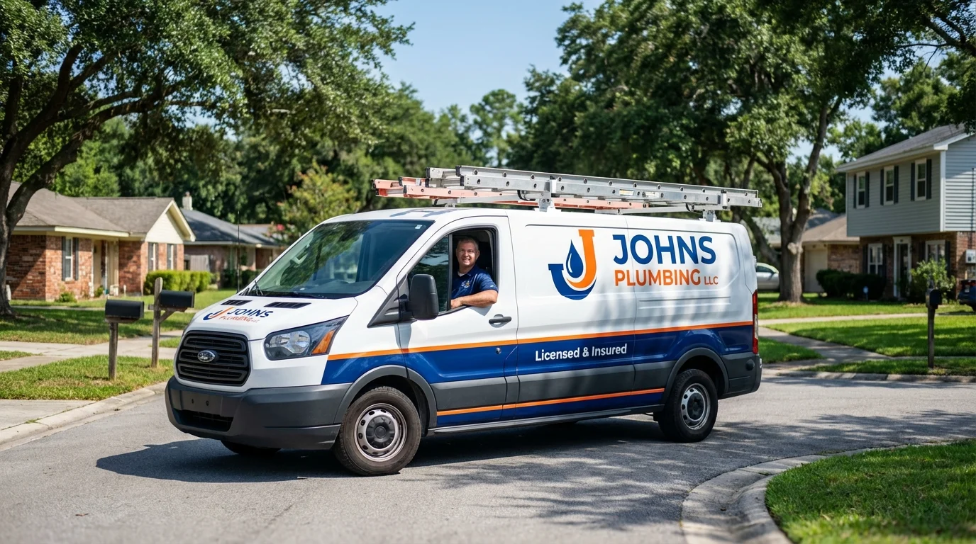 Johns Plumbing LLC service van in West Orange, NJ