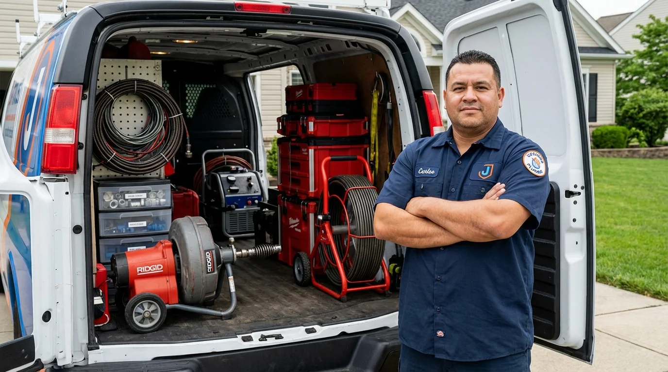 Professional drain cleaning equipment and Johns Plumbing LLC plumber in West Orange