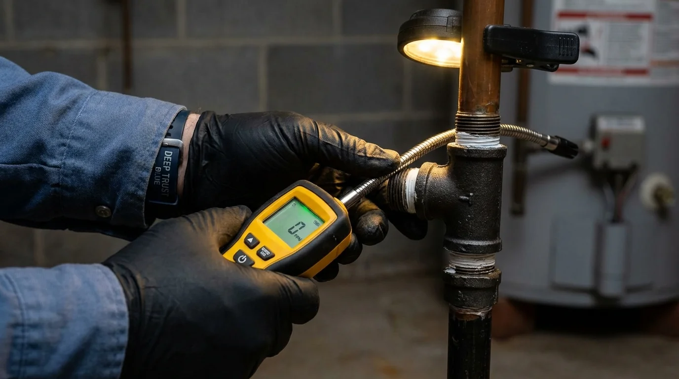 Gas leak detection with electronic sniffer by Johns Plumbing LLC in West Orange