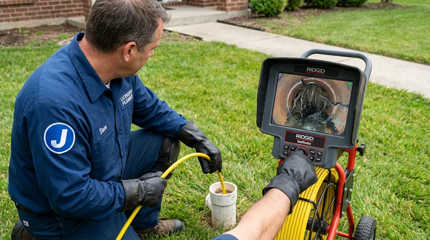Sewer camera inspection being performed by Johns Plumbing LLC in West Orange